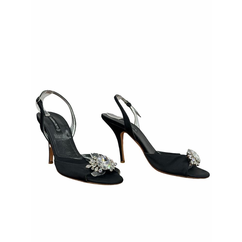 Claudia Ciuti Stiletto‎ Crystal Heels Women’s 8.5 Black Embellished Cocktail 90s